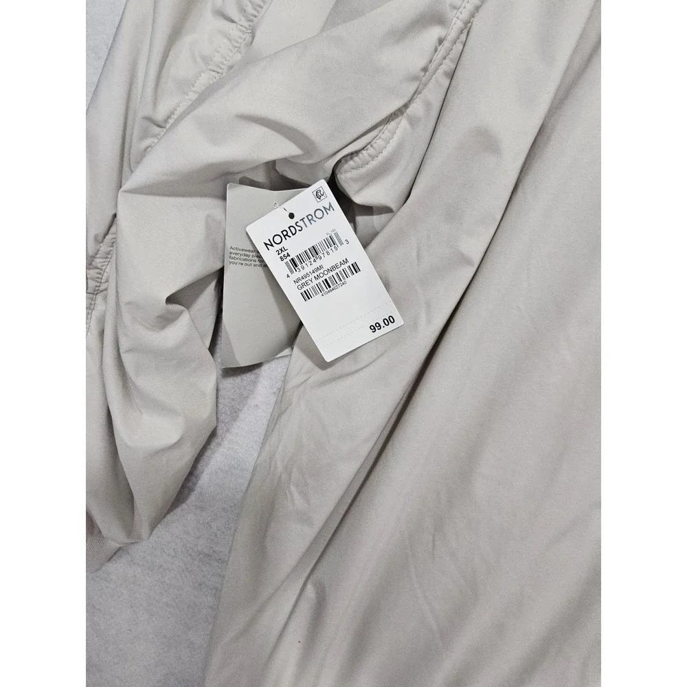 Zella‎ Coat Mens XXL 2XL NEW Bomber Lightweight Relax Fit Gray Beige Zip Pockets